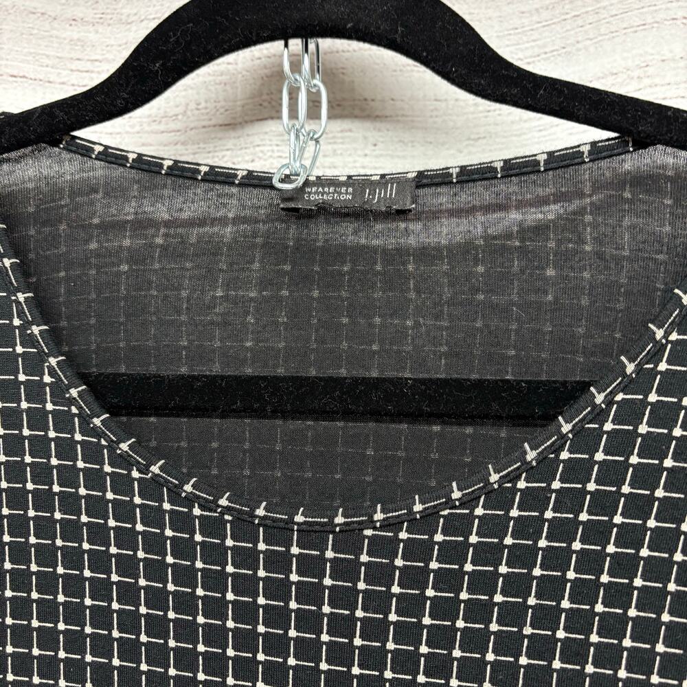 J Jill Wearever Black Grid Print Top Tunic Blouse Shirt Size L - Picture 2 of 10